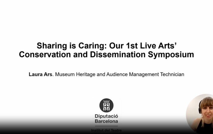 "Sharing is Caring: Our 1st Live Arts’ Conservation and Dissemination Symposium", comunicació de Laura Ars al la 34a Conferència SIBMAS 2024 a Hong Kong